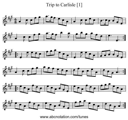 Trip to Carlisle [1] - staff notation