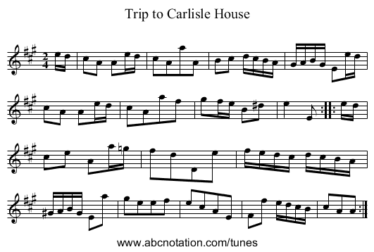 Trip to Carlisle House - staff notation