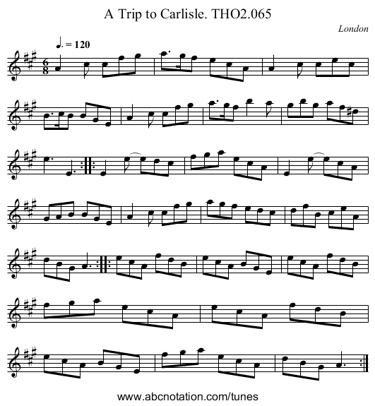 Trip to Carlisle. THO2.065, A - staff notation