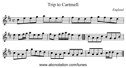 Trip to Cartmell - staff notation