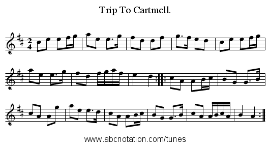 Trip To Cartmell. - staff notation