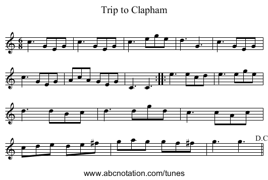 Trip to Clapham - staff notation
