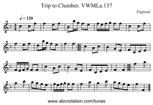 Trip to Clumber. VWMLa.137 - staff notation