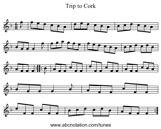 Trip to Cork - staff notation