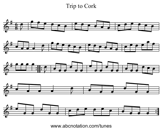 Trip to Cork - staff notation