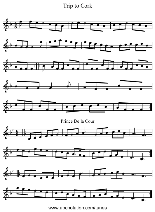 Trip to Cork - staff notation