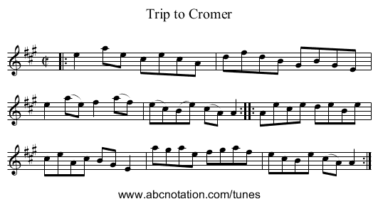 Trip to Cromer - staff notation