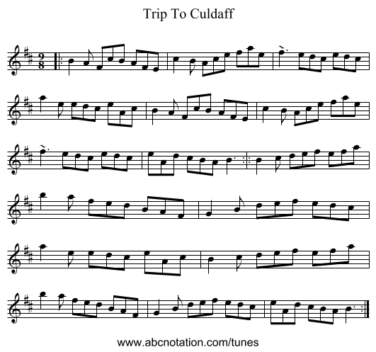 Trip To Culdaff - staff notation