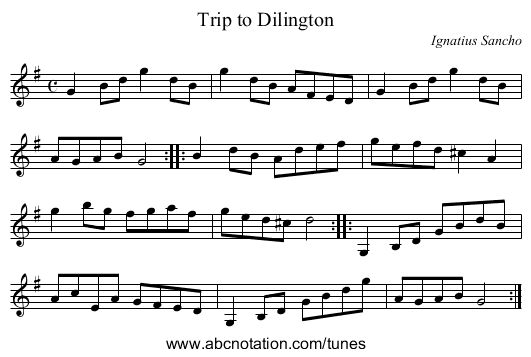 Trip to Dilington - staff notation
