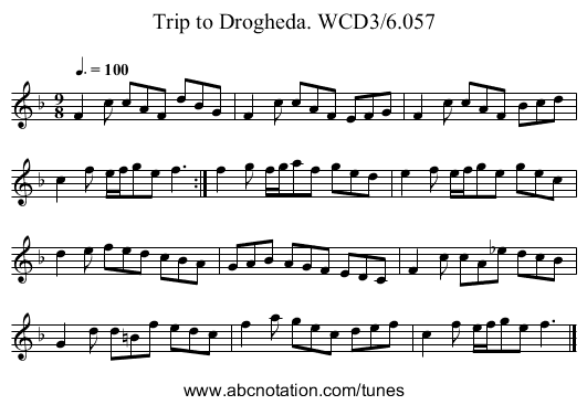 Trip to Drogheda. WCD3/6.057 - staff notation
