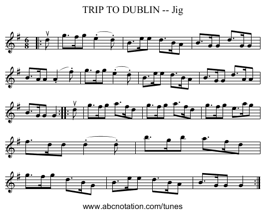 TRIP TO DUBLIN -- Jig - staff notation