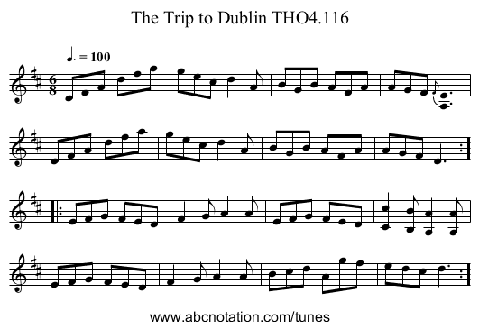 Trip to Dublin THO4.116, The - staff notation