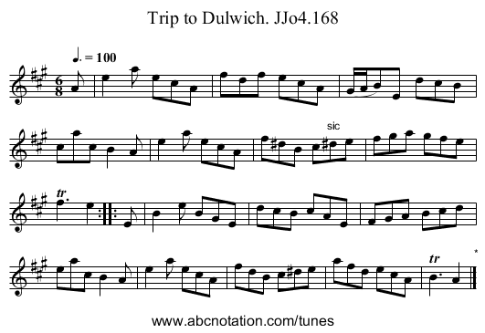 Trip to Dulwich. JJo4.168 - staff notation