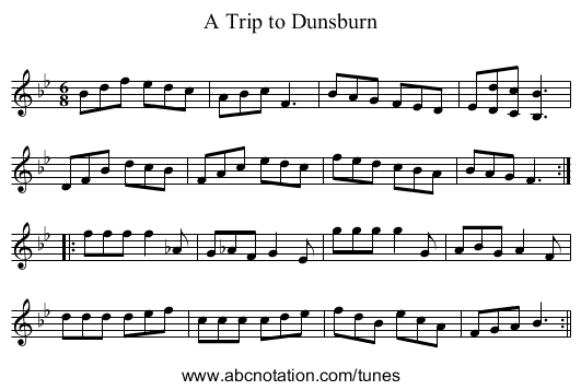 Trip to Dunsburn, A - staff notation