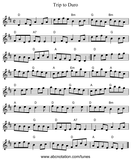 Trip to Duro - staff notation