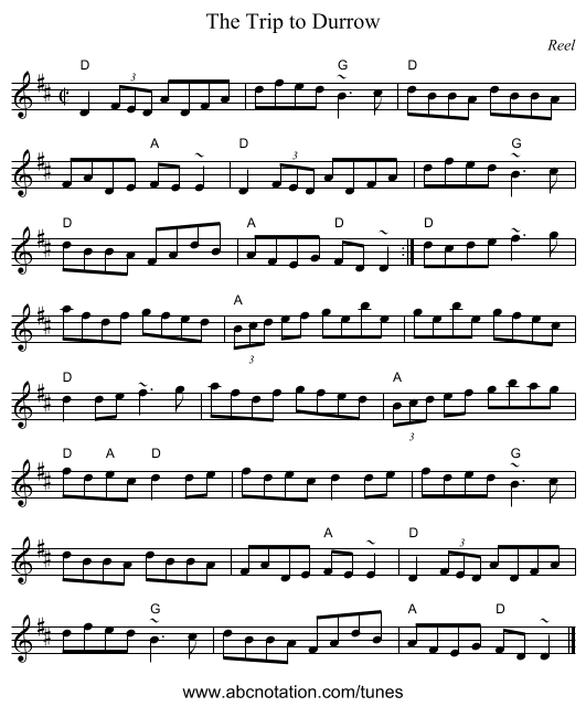 Trip to Durrow, The - staff notation