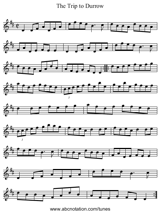 Trip to Durrow, The - staff notation