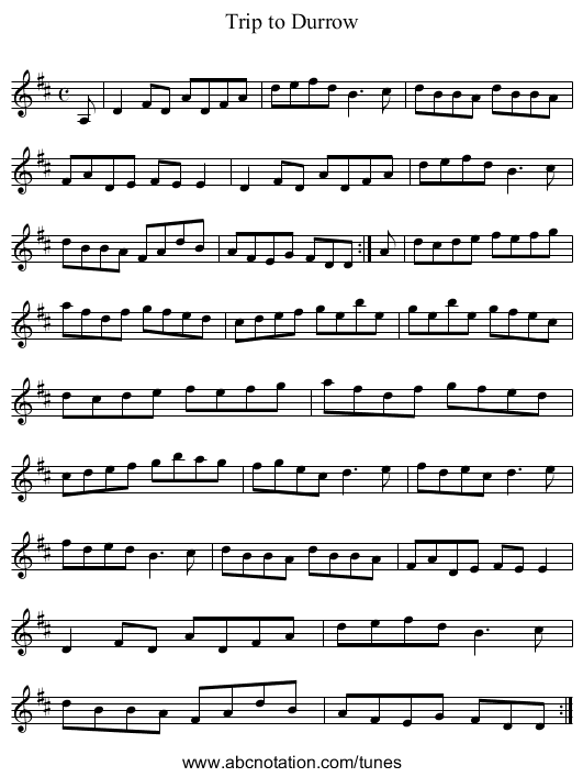 Trip to Durrow - staff notation