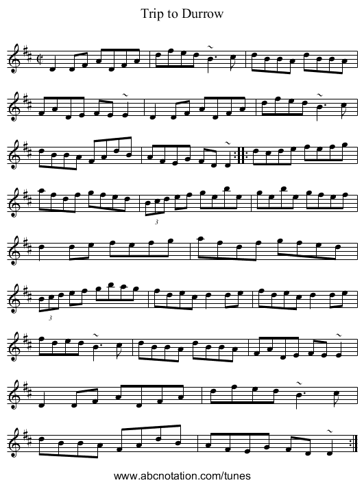 Trip to Durrow - staff notation