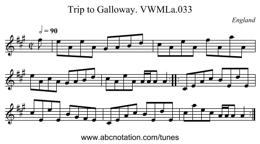 Trip to Galloway. VWMLa.033 - staff notation