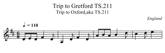 Trip to Gretford TS.211 - staff notation