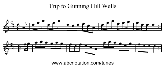Trip to Gunning Hill Wells - staff notation