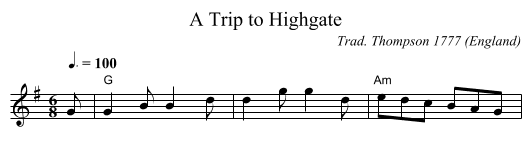 Trip to Highgate, A - staff notation