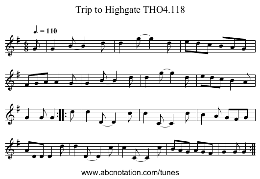 Trip to Highgate THO4.118 - staff notation