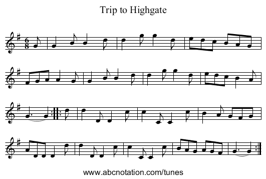 Trip to Highgate - staff notation