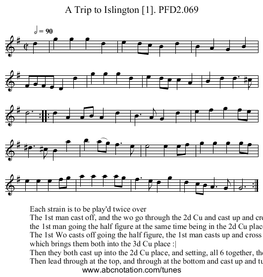 Trip to Islington [1]. PFD2.069, A - staff notation