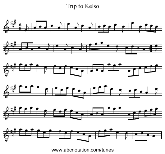 Trip to Kelso - staff notation