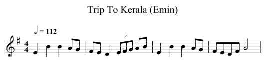 Trip To Kerala (Emin) - staff notation