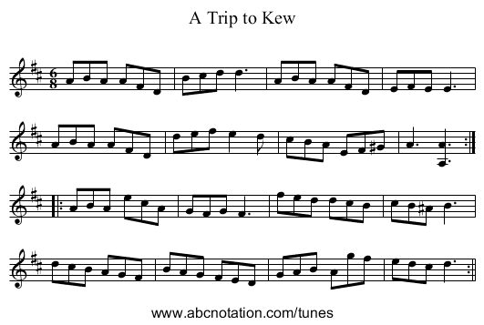 Trip to Kew, A - staff notation
