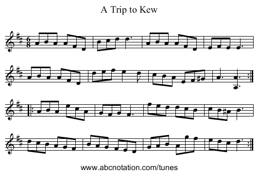 Trip to Kew, A - staff notation