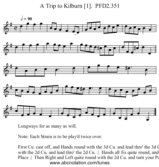 Trip to Kilburn [1].  PFD2.351, A - staff notation