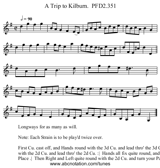 Trip to Kilburn.  PFD2.351, A - staff notation