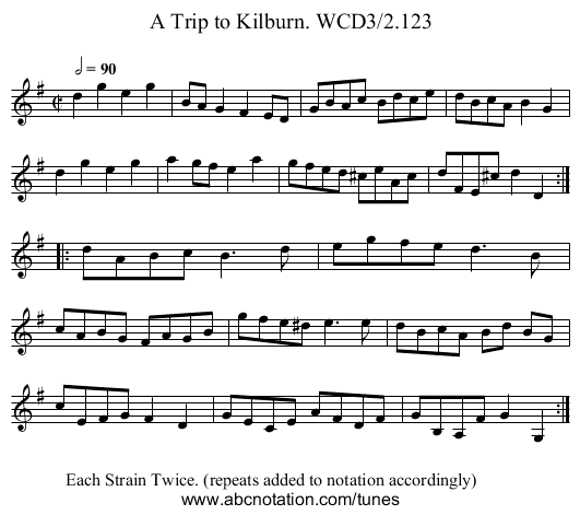 Trip to Kilburn. WCD3/2.123, A - staff notation