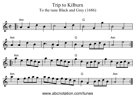 Trip to Kilburn - staff notation