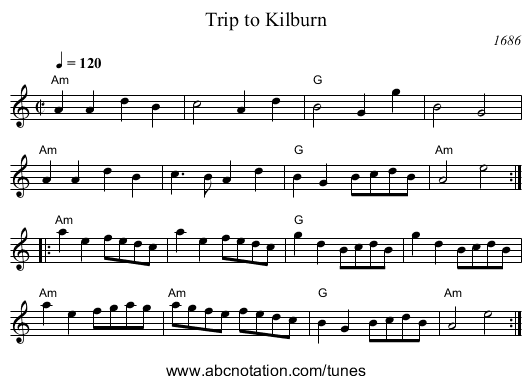 Trip to Kilburn - staff notation