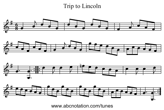 Trip to Lincoln - staff notation