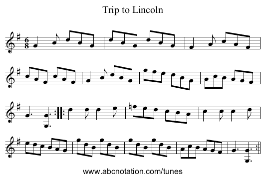 Trip to Lincoln - staff notation
