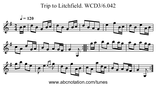 Trip to Litchfield. WCD3/6.042 - staff notation