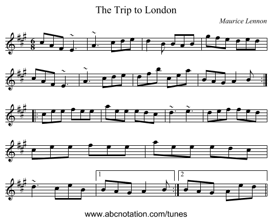 Trip to London, The - staff notation