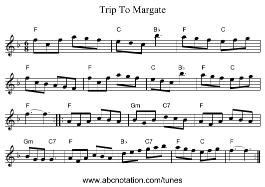Trip To Margate - staff notation