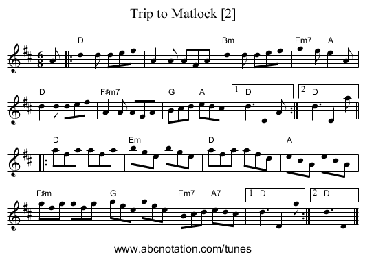 Trip to Matlock [2] - staff notation