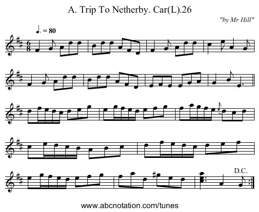 Trip To Netherby. Car(L).26, A. - staff notation