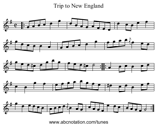 Trip to New England - staff notation