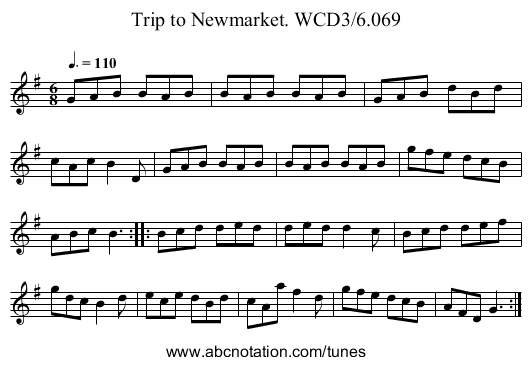 Trip to Newmarket. WCD3/6.069 - staff notation