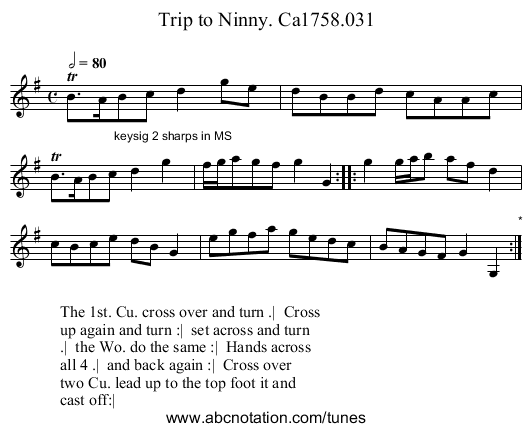 Trip to Ninny. Ca1758.031 - staff notation