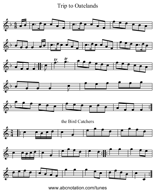 Trip to Oatelands - staff notation